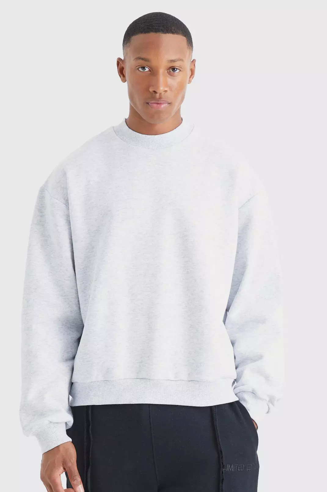 Boxy Extended Neck Marl Sweatshirt